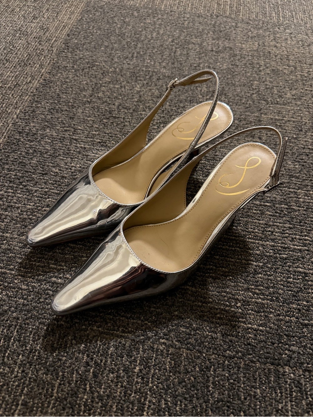 Sam Edelman Bianka metallic silver kitten heels